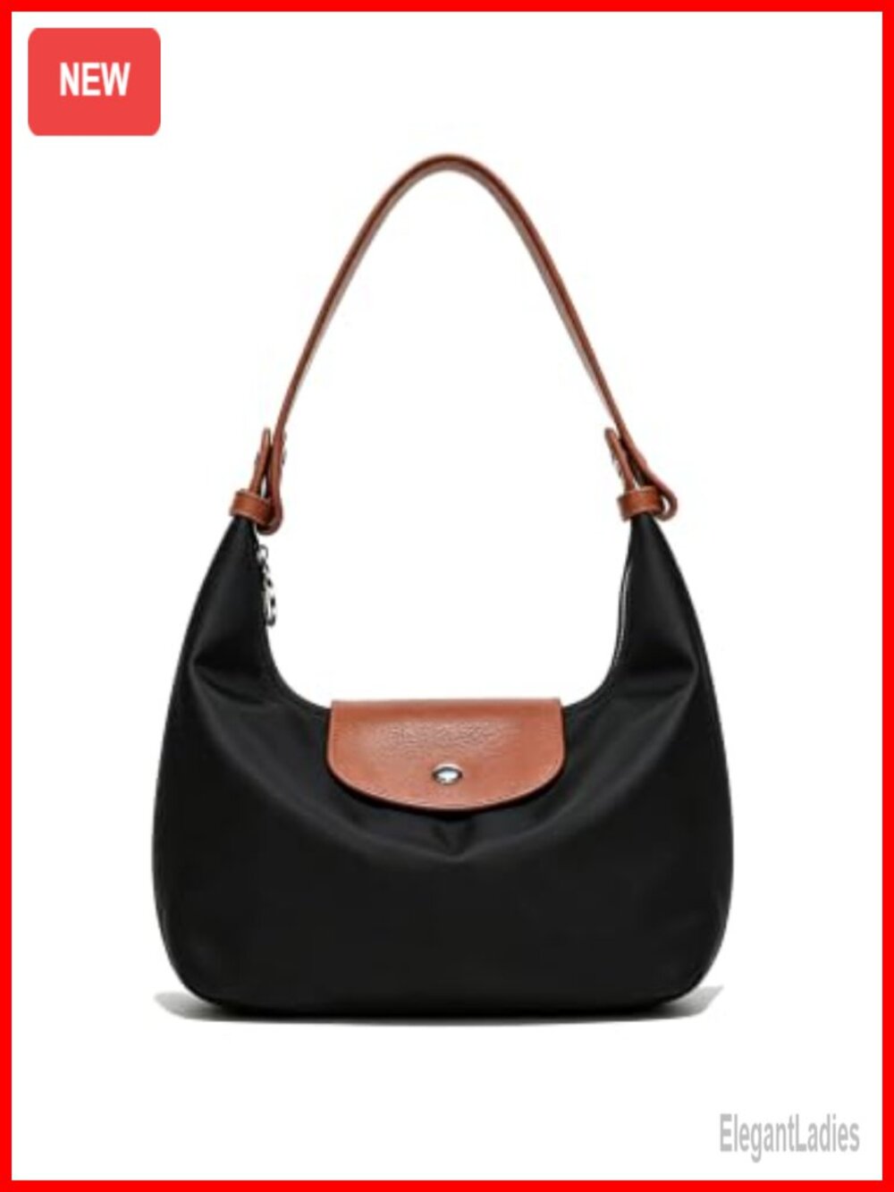 Mini Nylon Crossbody Bag with 2 Straps, Hidden Zip, Vegan Leather Trim, 3-in-1